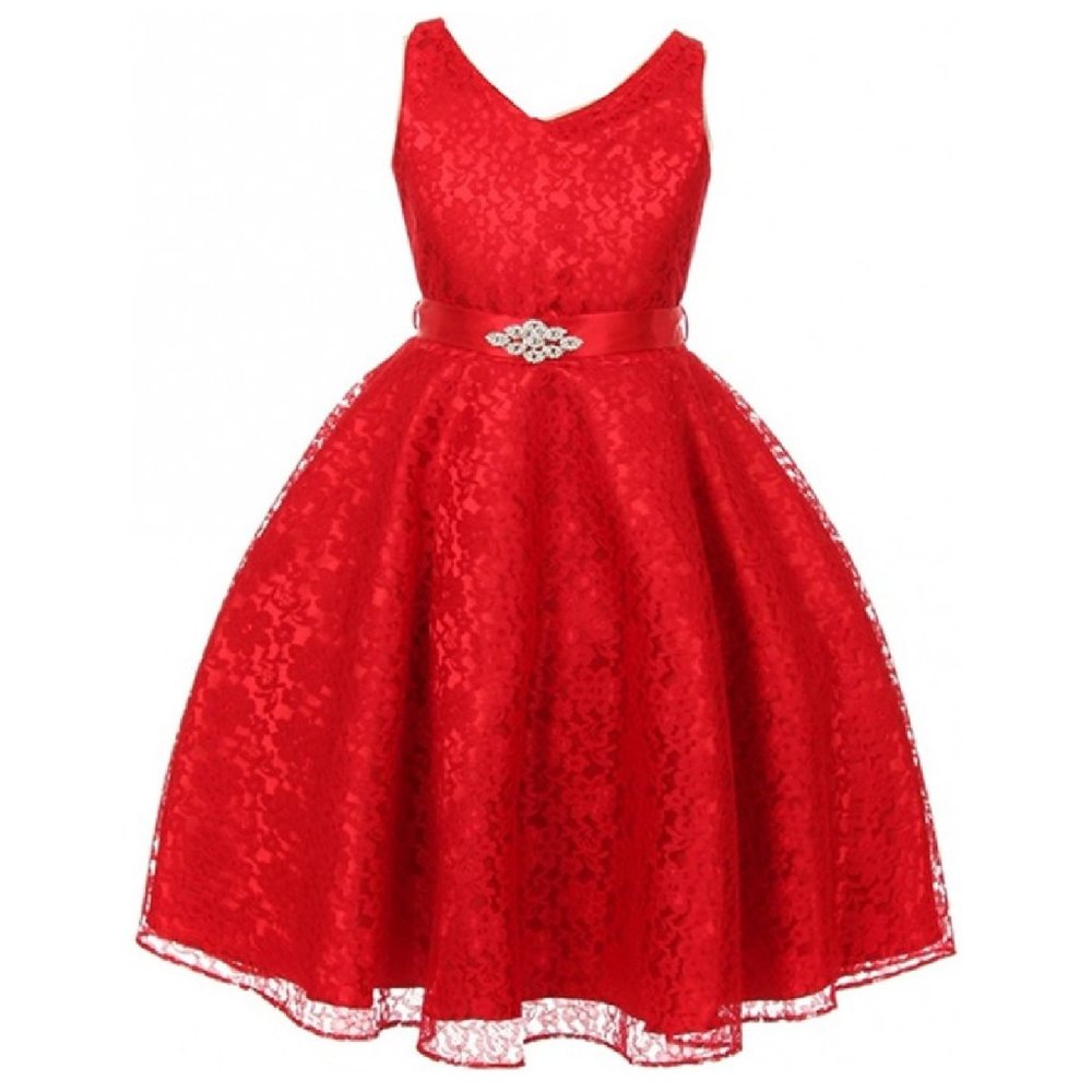 Toddler Girls Sleeveless Floral Lace Easter Graduation Flower Girl Dress Kids